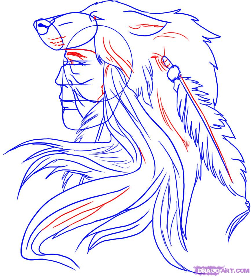 867x958 Step By Step Indian Girl Drawing 4. How To Draw A Native American
