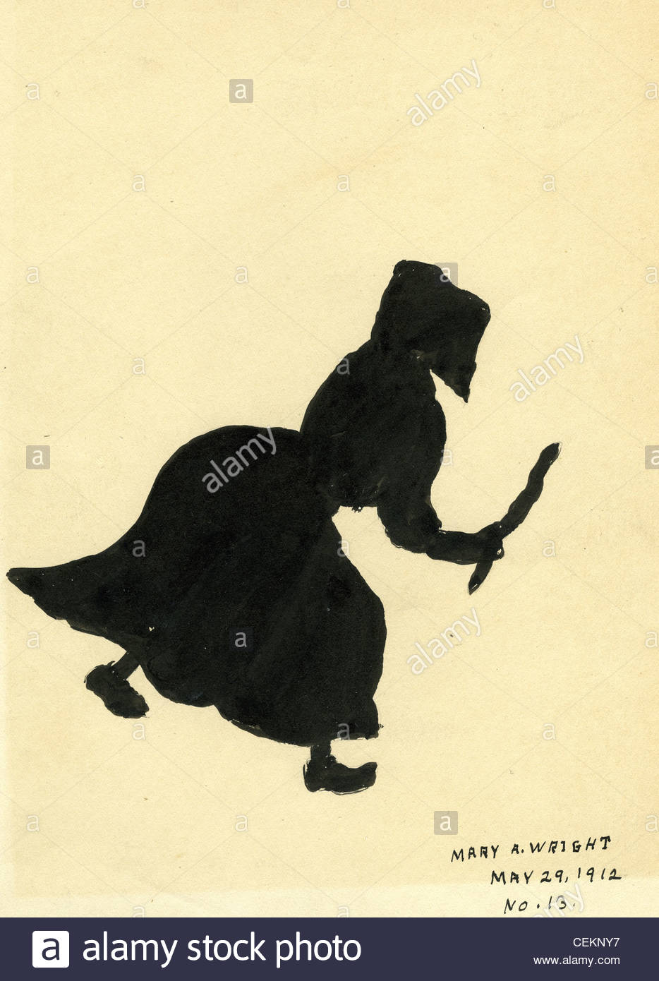 934x1390 India Ink Drawing Of Homestead Woman In Long Dress. Harvest