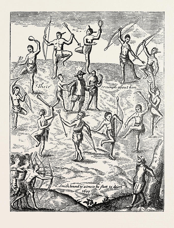 684x900 Captain Smith Taken Prisoner By The Indians Drawing By American School