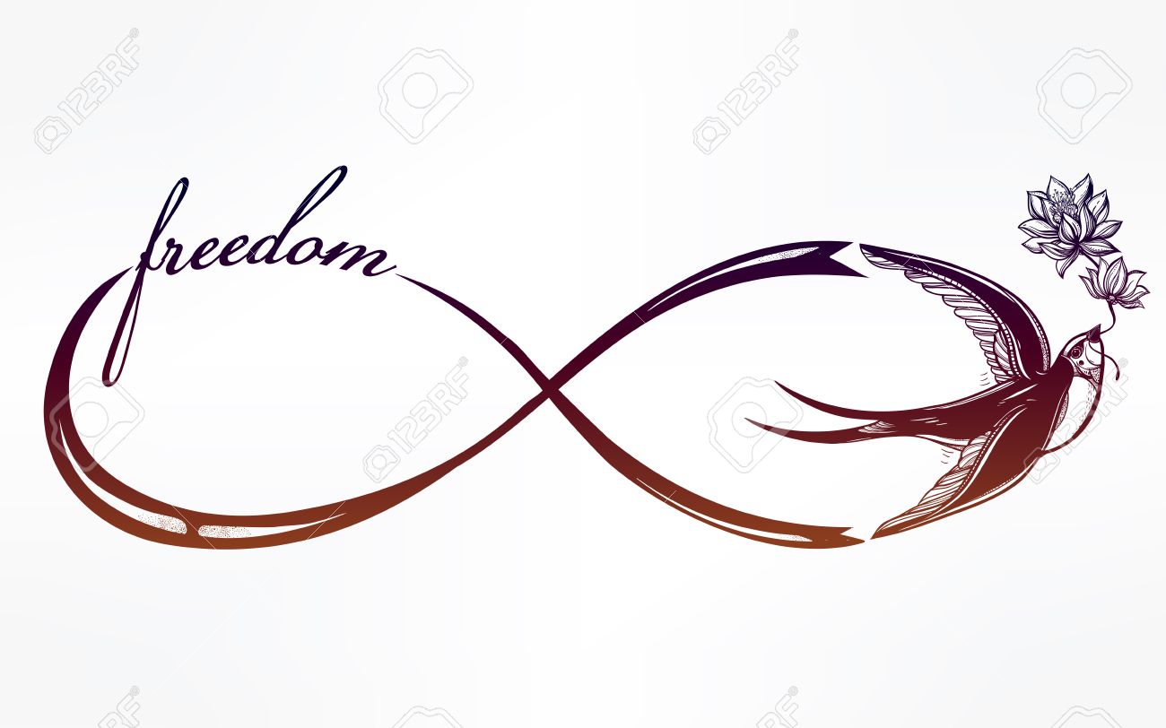 1300x812 Hand Drawn Intricare Infinity Sign With Swallow In Vintage Retro