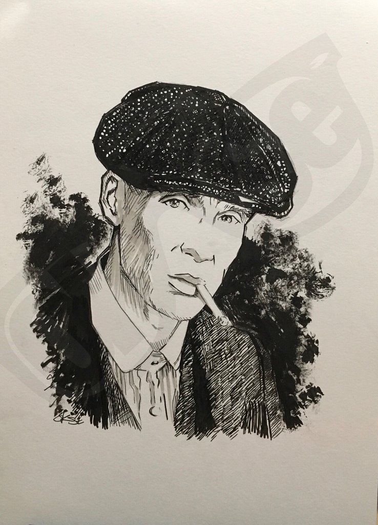 738x1024 Thomas Shelby From Peaky Blinders Original Ink Drawing The Art