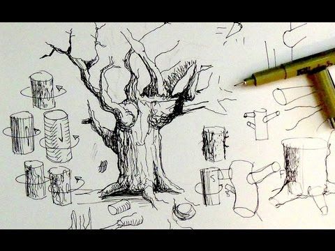 480x360 Pen Ink Drawing Tutorials How To Draw Tree Trunks Branches Art