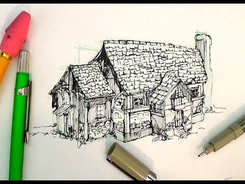 480x360 Pen And Ink Drawing Tutorials How To Draw A House