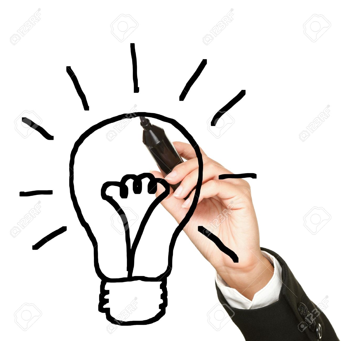 1300x1300 Light Bulb Idea Drawing Business Concept. Business Innovation