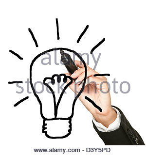 300x320 Hand Drawing Light Bulb On White Stock Photo 100697962