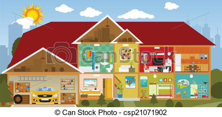450x238 Inside The House. Vector Illustration