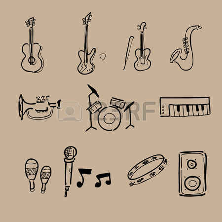 450x450 Music Instruments Drawing Icons Set Royalty Free Cliparts, Vectors