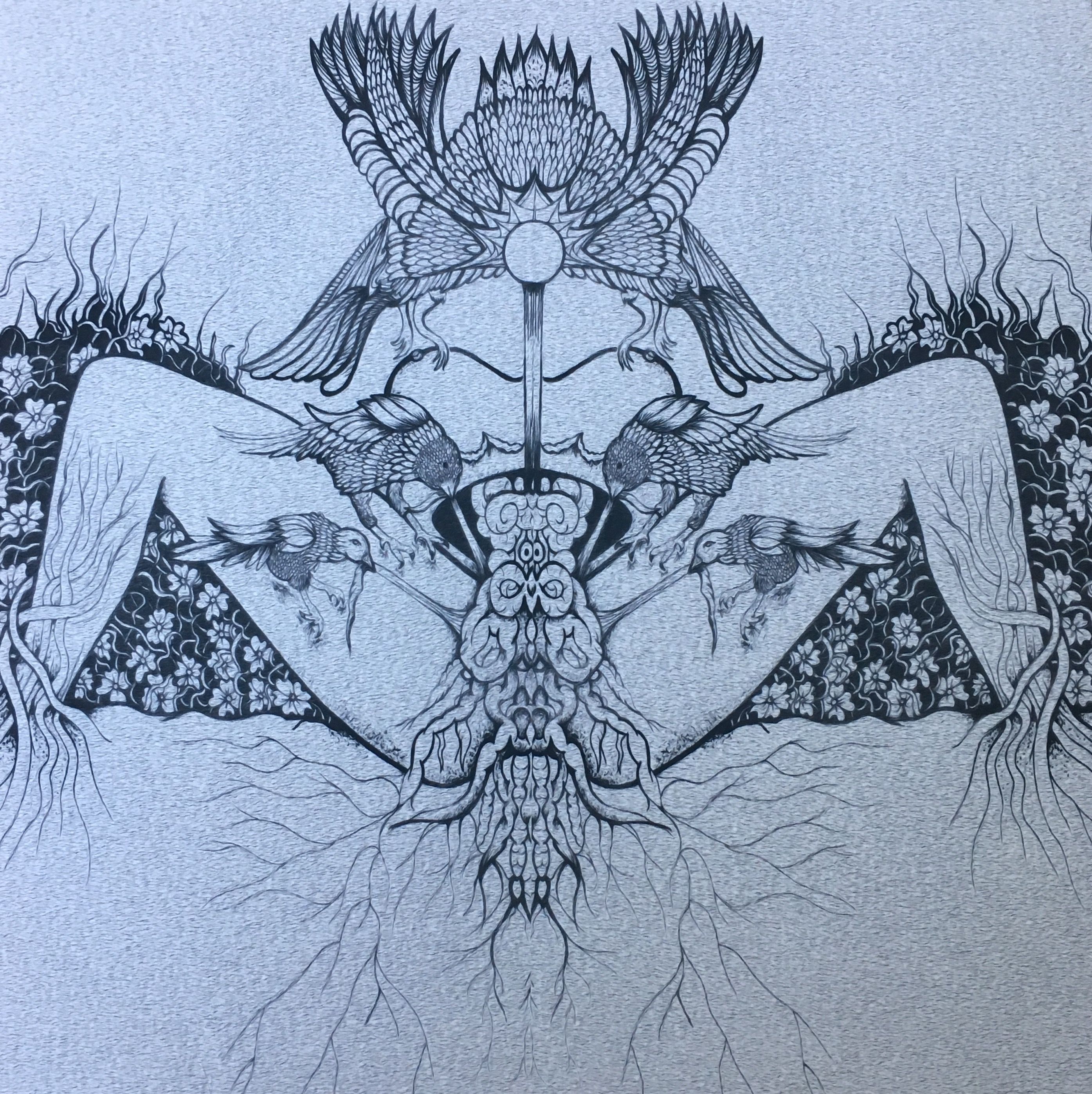 2790x2795 Fantasy Art Birds Eating Intestines Visionary Art Abstract