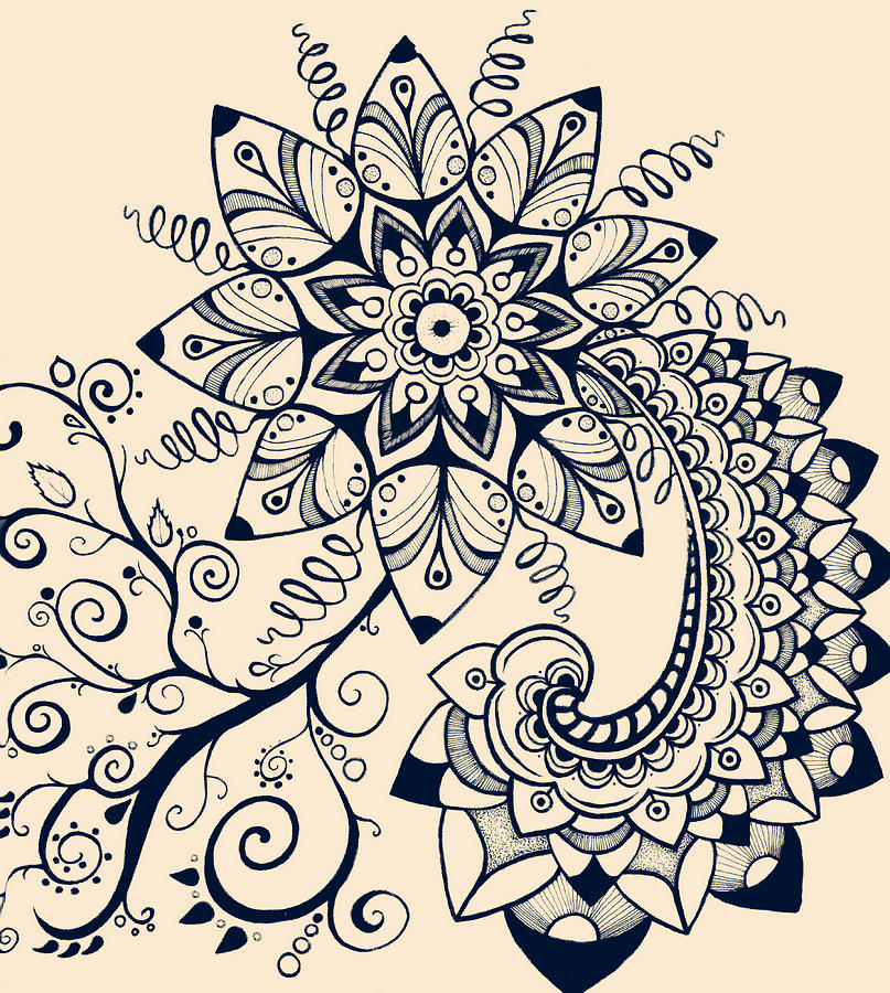 807x900 Intricate Flower Drawing By Michelle Wenstad
