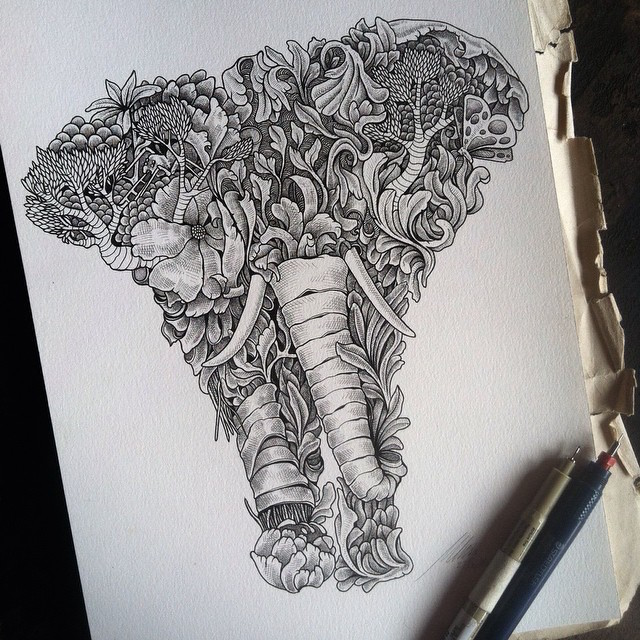 640x640 Intricate Pen Drawings Beautifully Combine Animals With Nature