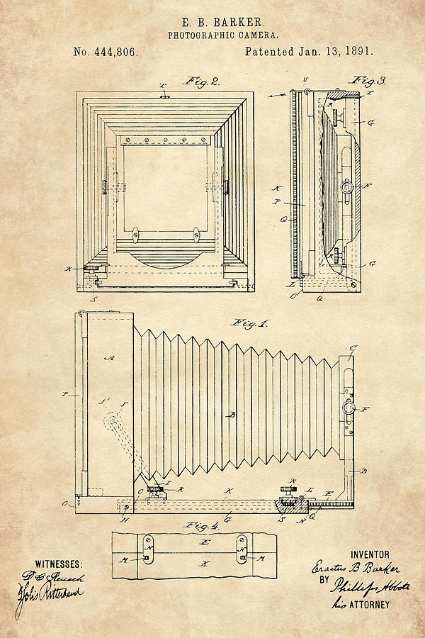 600x900 1891 Camera Us Patent Invention Drawing