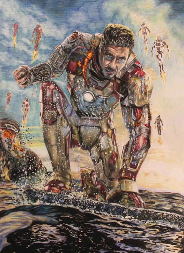 640x879 Iron Man 3 Poster Drawing By Wwestevo07