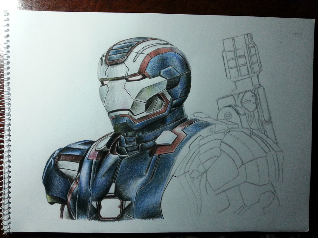 1024x768 Iron Patriot Color Pencil Wip2 By Deadart1