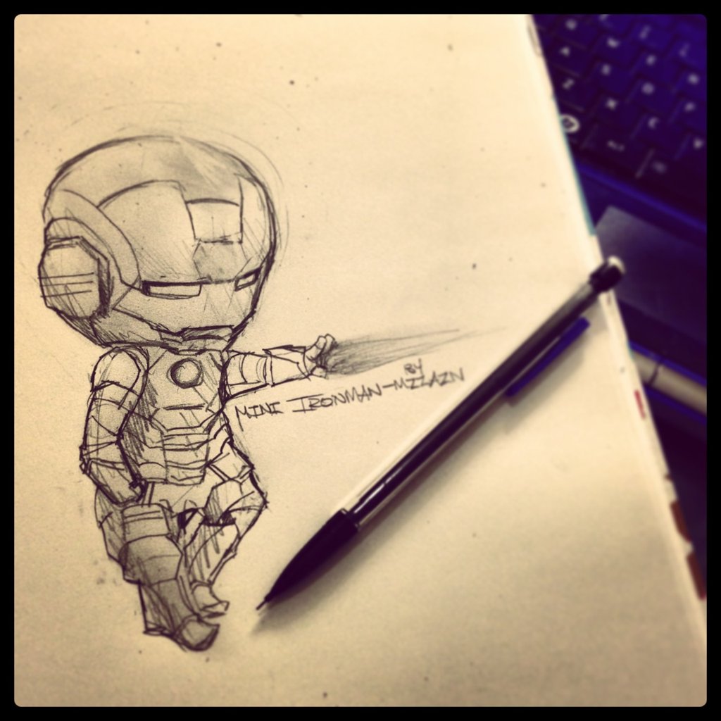 1024x1024 Mini Iron Man Vs. Mechanical Pencil By Mzzazn
