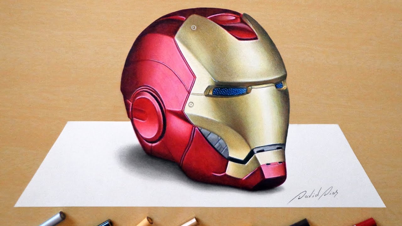 1280x720 3d Drawing Iron Man's Helmet