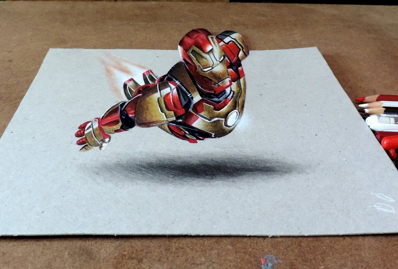1280x866 Drawing Iron Man 3d Desenhando Homem De Ferro Com Efeito3d