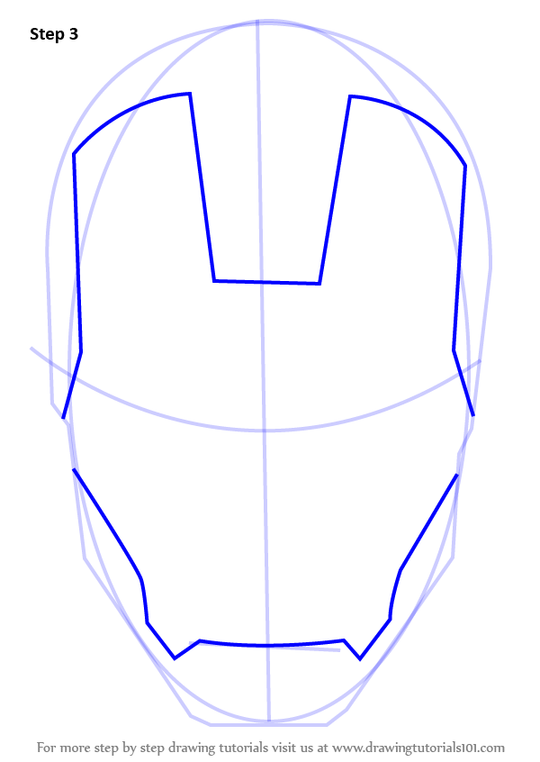 600x846 Learn How To Draw Iron Man's Helmet (Iron Man) Step By Step