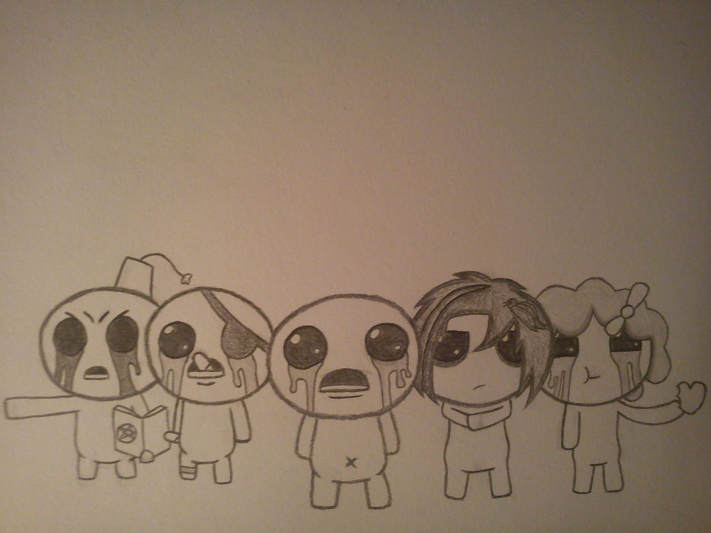 1024x768 The Binding Of Isaac Characters By Razzlie2