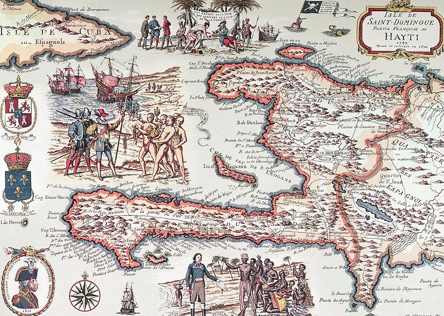 900x641 Map Of The Island Of Haiti Drawing By French School