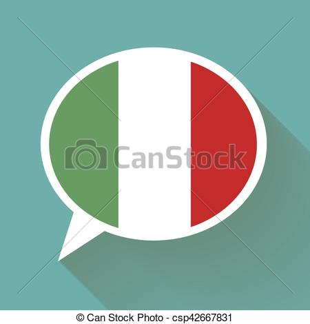 450x470 White Speech Bubble With Italian Flag And Long Shadow