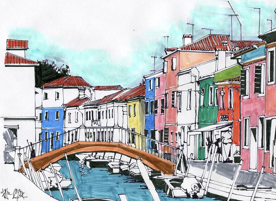 900x658 Burano Venice Italy Drawing By Paul Guyer