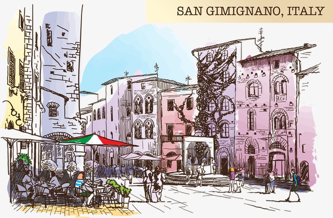 650x425 Drawings Italy San Gimignano, Sketch, Decoration, Vector Png