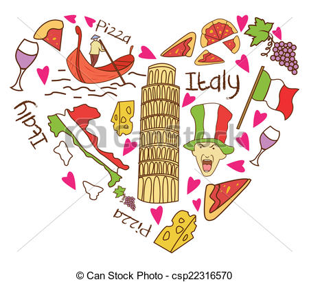 450x410 Italy Tourism Love Banner Vectors Illustration