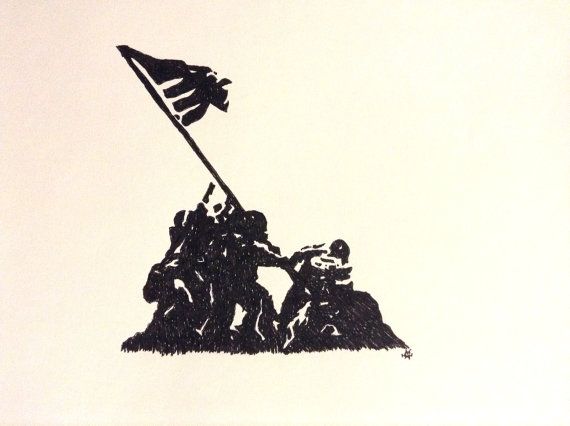570x426 Raising The Flag On Iwo Jima Hand Drawn In Marker! Amazing