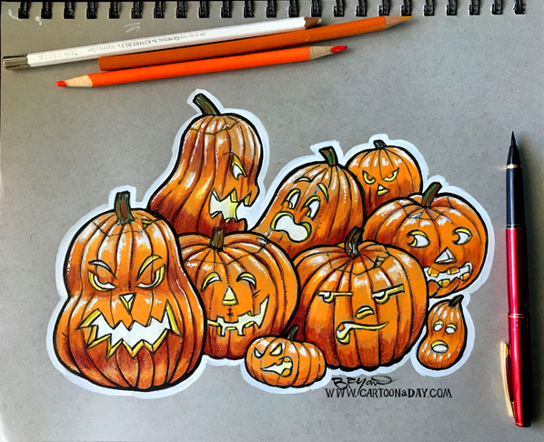 598x486 Sketchbook Halloween Jack O Lanterns Cartoon
