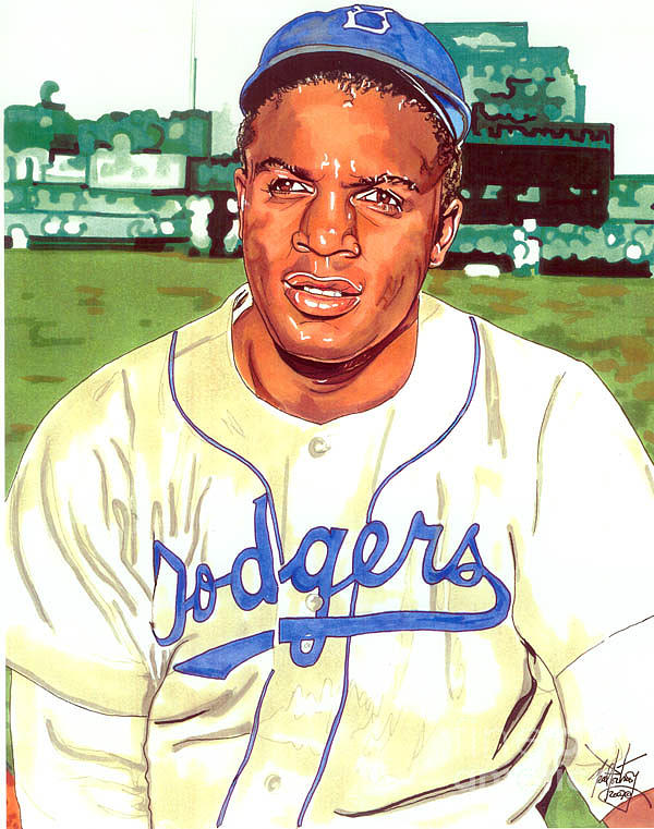 600x761 Jackie Robinson Drawing By Neal Portnoy
