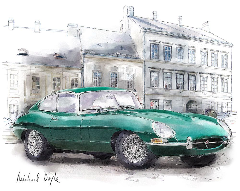 1000x794 Jaguar E Type, Classic Car Illustration
