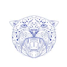 225x225 Jaguar Head Side Growling Circle Retro By Patrimonio Retro T