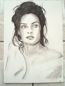225x300 A4 Charcoal Sketch Drawing James Bond Girl Famke Janssen As Xenia