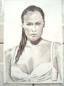 225x300 A4 Charcoal Sketch Drawing James Bond Girl Ursula Andress As Honey