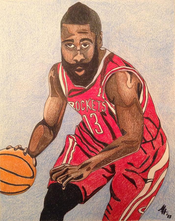 713x900 James Harden 2013 Drawing By Mark Hutton