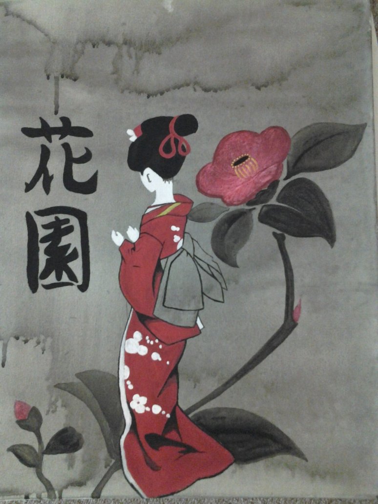 774x1032 Traditional Japanese Geisha Drawing