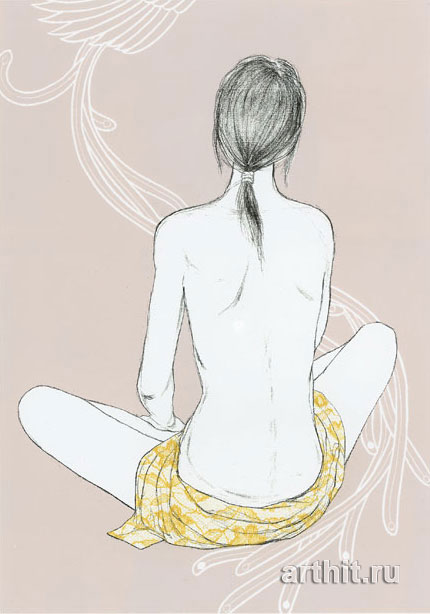 430x614 Quiet Grace. Souhei. Pencil Drawing. Original Drawings. Japanese Art