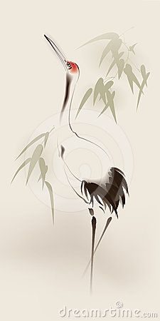 225x450 Japanese Cranes Birds Drawing