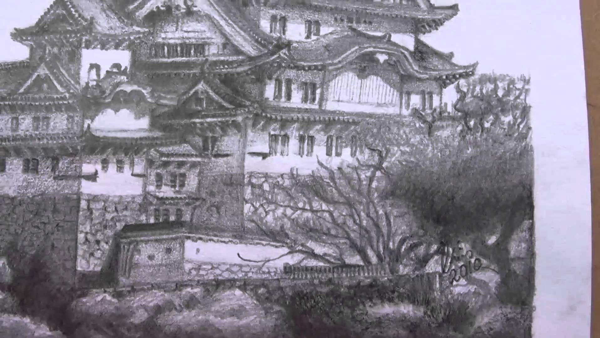 1916x1080 Japanese Castle Drawing In 10 Hours