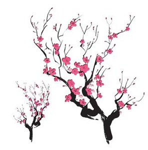 296x300 Cherry Blossom Silhouette Asian Cherry Blossoms Temporary Tattoo