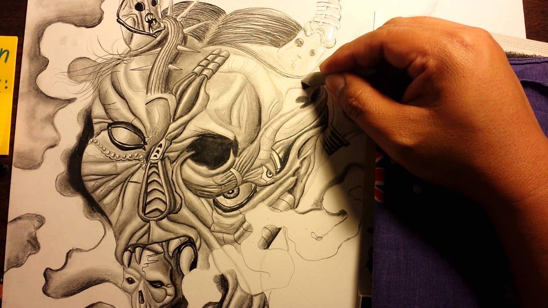 1920x1080 Drawing A Japanese Oni Samurai Demon Mask Tattoo.