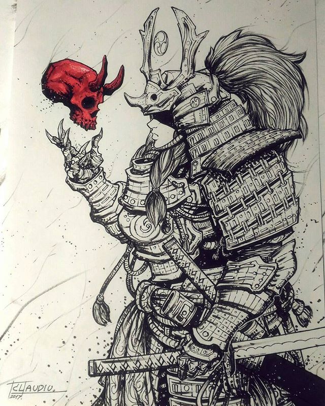 640x800 Onna Bugeisha Inks Illustration!