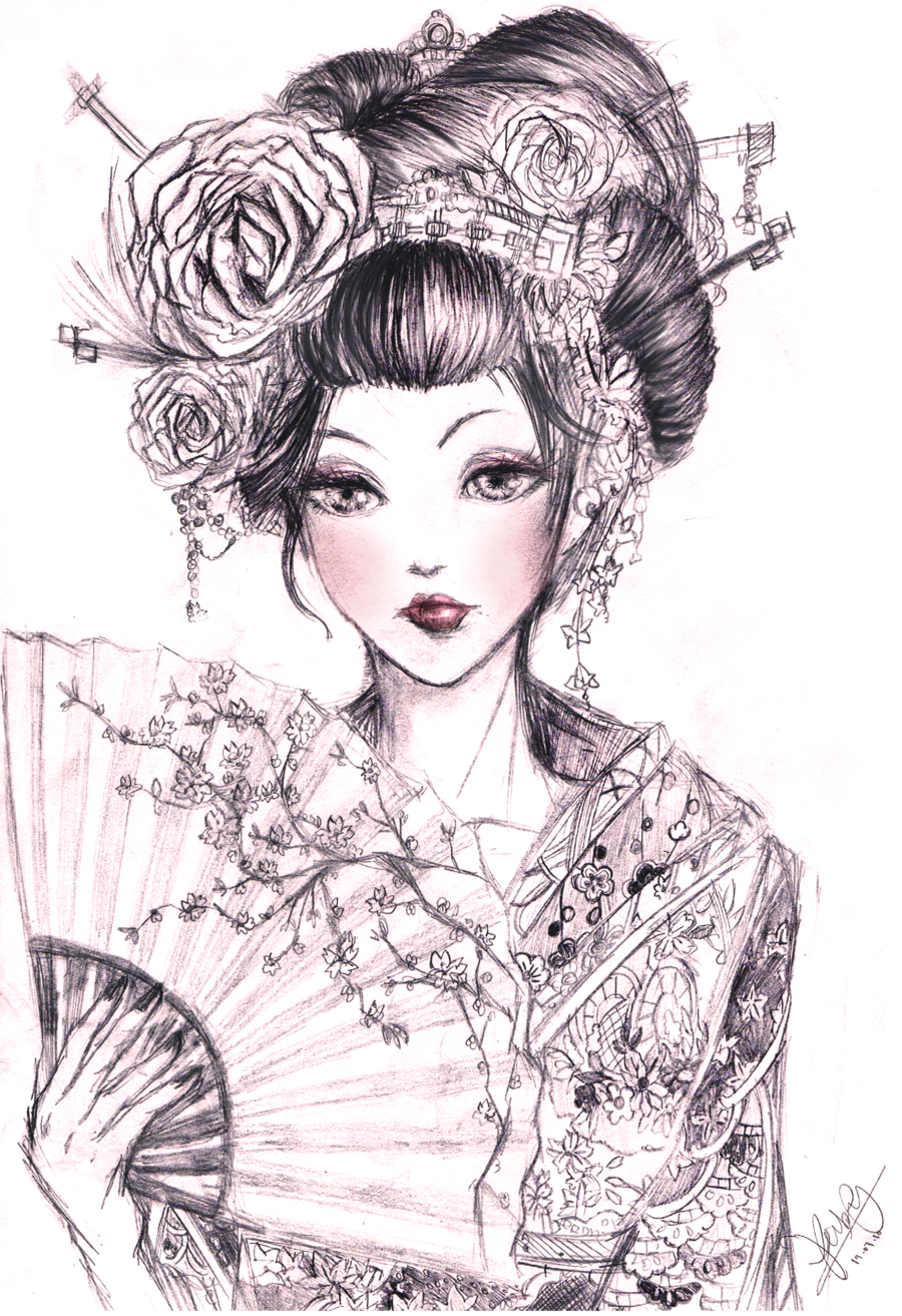 Japanese Geisha Drawing at GetDrawings | Free download