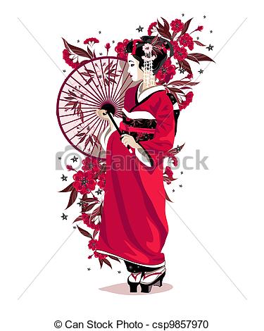 375x470 Traditional Japanese Girl Drawing