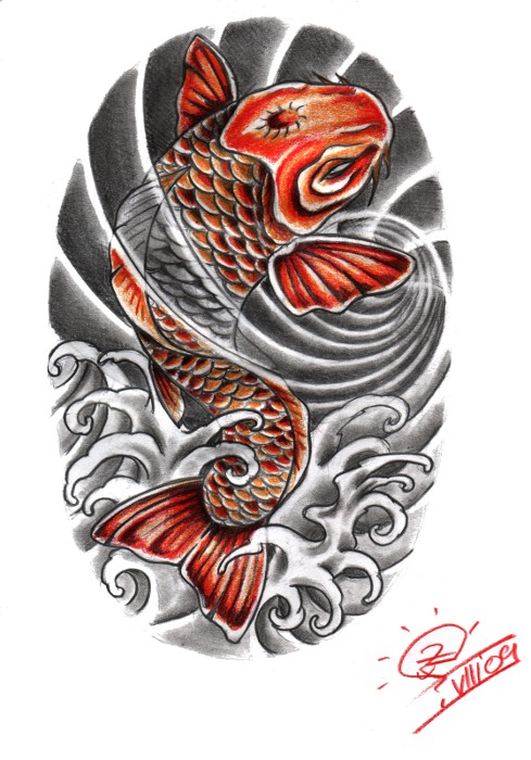 489x700 30 Koi Fish Tattoo Designs With Meanings