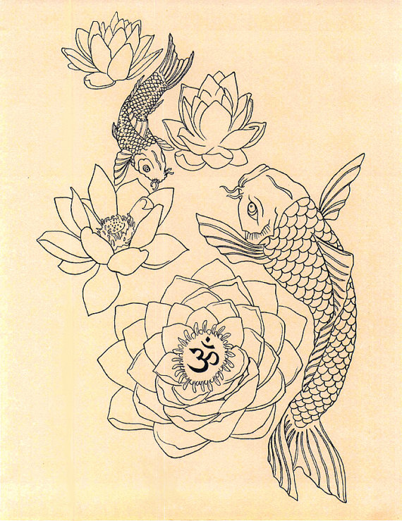570x739 Koi Fish Om Lotus Dream