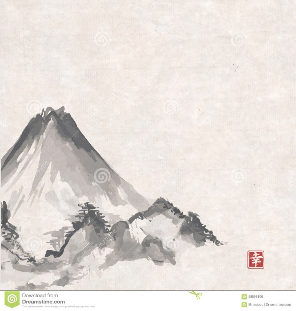 975x1024 Unique Japanese Landscape Drawing