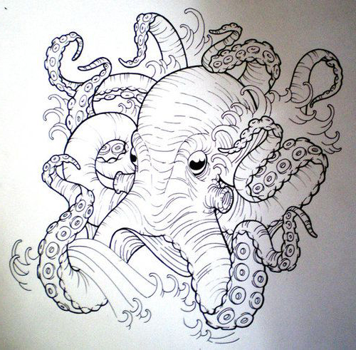 500x491 Octopus Tattoo Sketch Best Tattoo Ideas Gallery