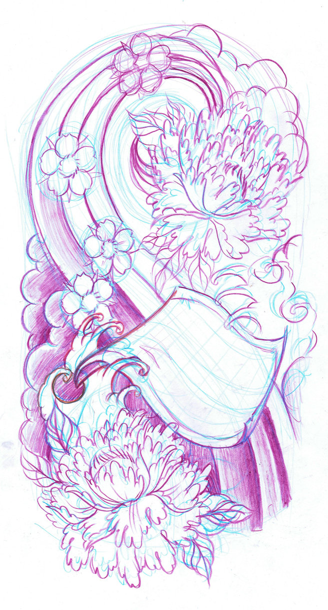 656x1217 Japanese Sleeve Sketch By Wildthingstattoo