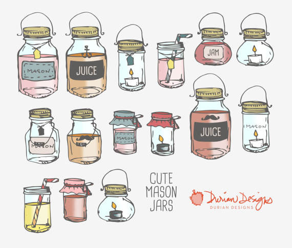 570x485 Mason Jars Clipart Commercial Use, Glass Jar Juice Containers Food